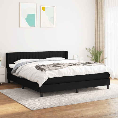 VidaXL Giroletto a Molle con Materasso Nero 180x200 cm in Tessuto
