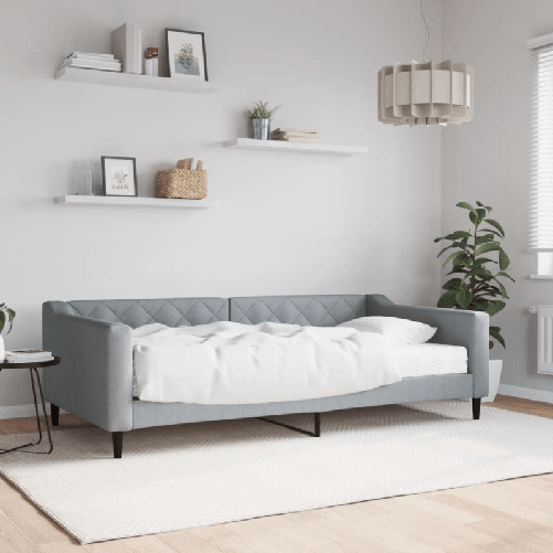 VidaXL Divano Letto con Materasso Grigio Chiaro 100x200 cm in Tessuto