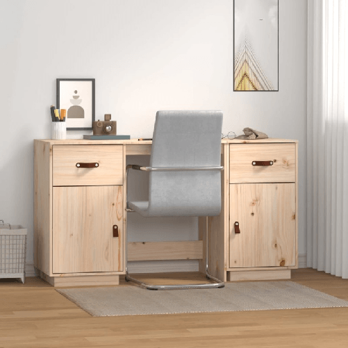 VidaXL Scrivania con Armadietti 135x50x75 cm in Legno Massello di Pino