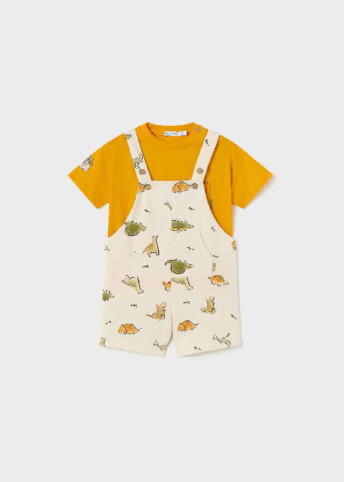 MAYORAL COMPLETO KIT SALOPETTE T SHIRT BIMBO MAYORAL 1643 COTONE ARANCIO ORIGINAL PE2023 Colore Arancio,Taglia 18 mesi