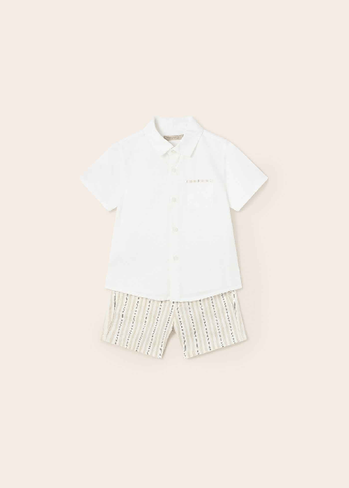 MAYORAL COMPLETO CAMICIA BERMUDA CERIMONIA BIMBO MAYORAL 1295 BIANCO ORIGINALE PE 2023 Colore Bianco,Taglia 9 mesi