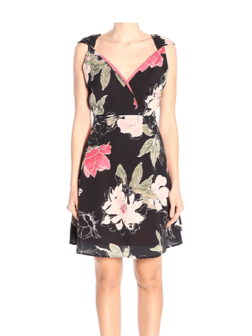 TWINSET ABITO VESTITO CERIMONIA DONNA MY TWIN TWINSET 191MT2211 NERO FIORI ORIGINALE PE Colore Nero,Taglia L