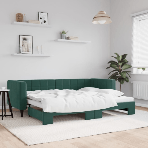 VidaXL Divano Letto con Letto Estraibile Verde Scuro 80x200cm Velluto