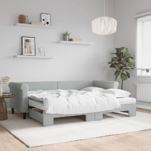 VidaXL Divano Letto Estraibile Materassi Grigio Chiaro 80x200 Velluto