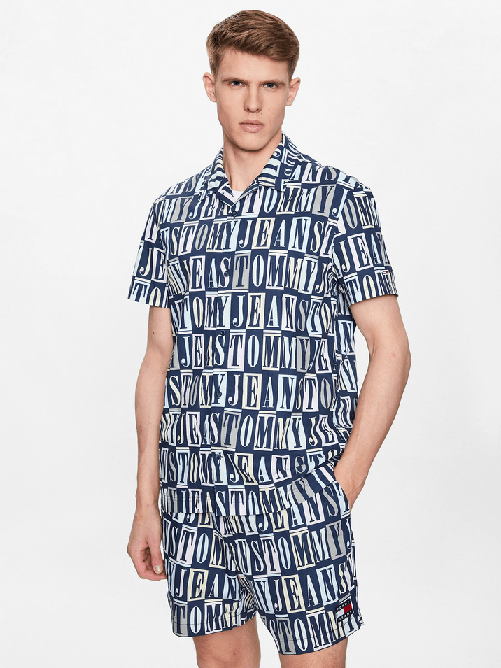 TOMMY JEANS CAMICIA CAMICIE UOMO TOMMY JEANS DM0DM15930 COTONE BLU ORIGINALE PE 2023 Taglia S,Colore Blu