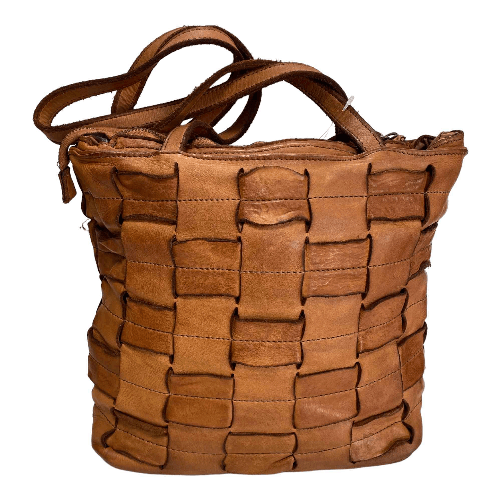 LAVORAZIONE ARTIGIANALE BORSA BORSE DONNA LAVORAZIONE ARTIGIANALE BP7488A PELLE CUOIO ORIGINALE Colore Marrone,Taglia Unica