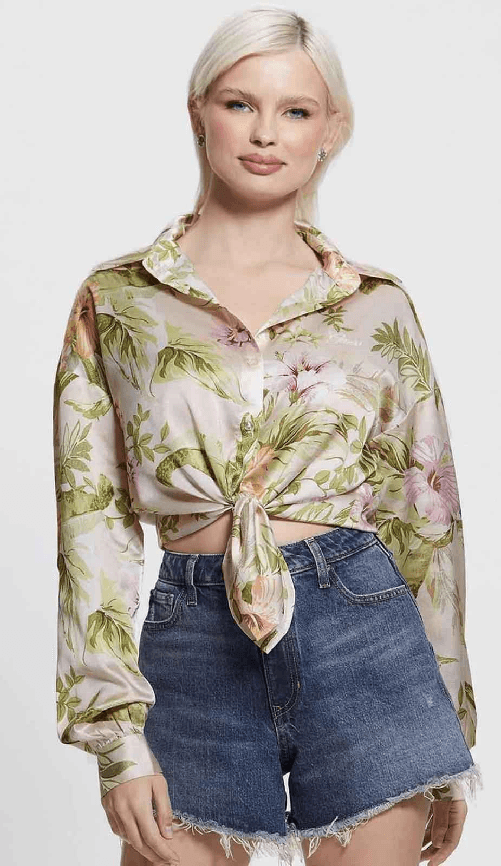 GUESS MAGLIA CAMICIA BLUSA DONNA GUESS W3GH93WD8G2 ROSA ORIGINALE PE 2023 Colore Rosa,Taglia L