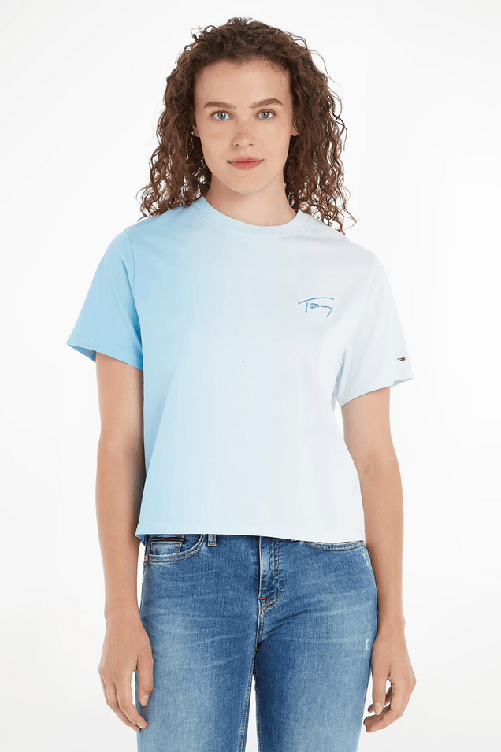 TOMMY JEANS MAGLIA T SHIRT DONNA TOMMY JEANS DW0DW15456 COTONE BLU ORIGINALE PE 2023 Colore Blu,Taglia M