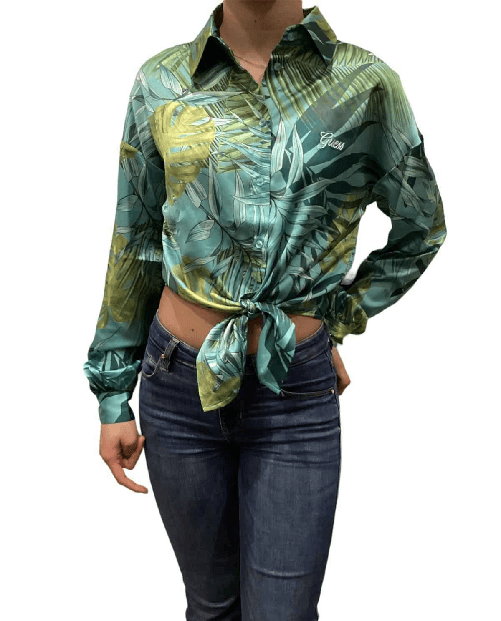 GUESS MAGLIA CAMICIA BLUSA DONNA GUESS W3GH93WD8G2 VERDE ORIGINALE PE 2023 Colore Verde,Taglia M