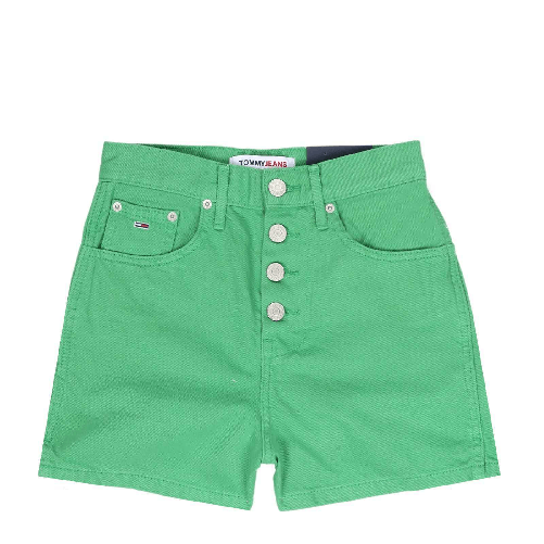 PANTALONCINO SHORT DONNA TOMMY JEANS DW0DW15607 COTONE VERDE ORIGINALE PE 2023 US 25 Verde