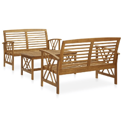VidaXL Set Divani da Giardino 3 pz in Legno Massello di Acacia