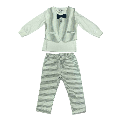 YOURS COMPLETO MAGLIA GILET PANTALONE CERIMONIA NEONATO YOURS AY1421 ORIGINALE PE 2023 Colore Bianco,Taglia 18 / 24 mesi