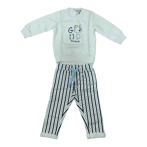YOURS COMPLETO MAGLIA PANTALONE CERIMONIA NEONATO YOURS AY1402 BIANCO ORIGINAL PE 2023 Colore Bianco,Taglia 9 / 12 mesi
