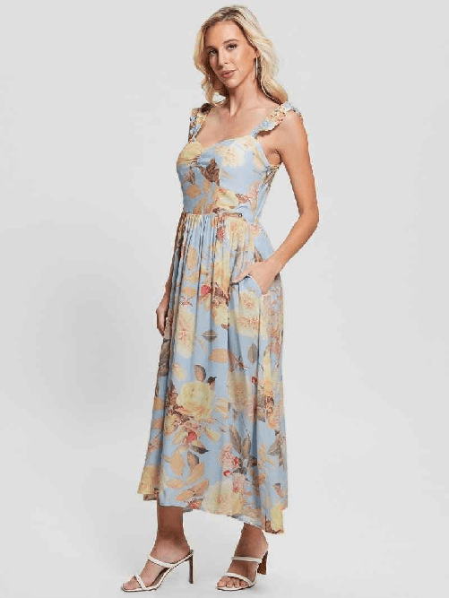 GUESS ABITO VESTITO CERIMONIA DONNA GUESS W3GK92WEKC0 FIORI ORIGINALE PE 2023 Colore Multicolore,Taglia M