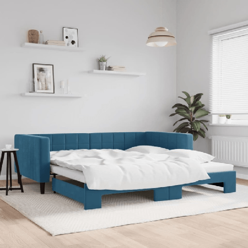 VidaXL Divano Letto con Letto Estraibile Blu 100x200 cm in Velluto