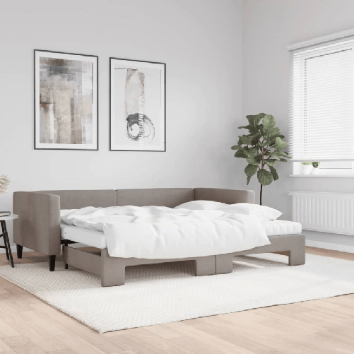 VidaXL Divano Letto Estraibile con Materassi Tortora 90x200 cm Tessuto
