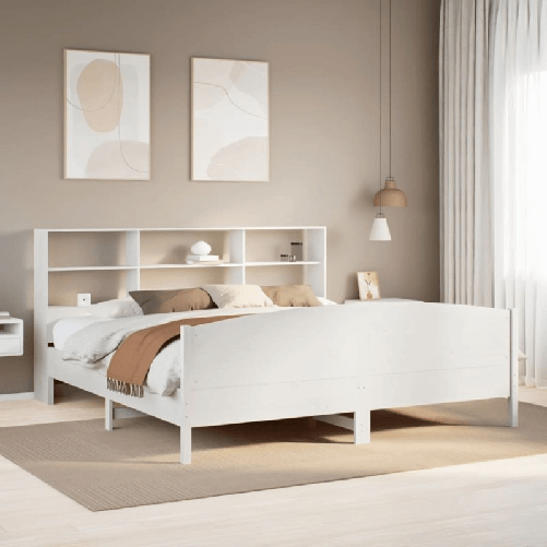 VidaXL Giroletto con Libreria senza Materasso 180x200 cm in Legno Pino