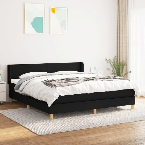 VidaXL Giroletto a Molle con Materasso Nero 160x200 cm in Tessuto