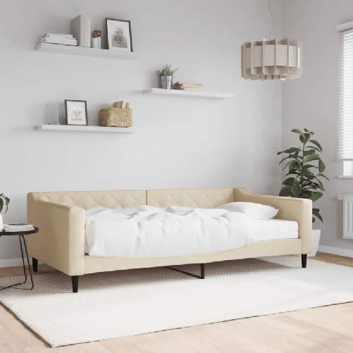 VidaXL Divano Letto con Materasso Crema 100x200 cm in Tessuto
