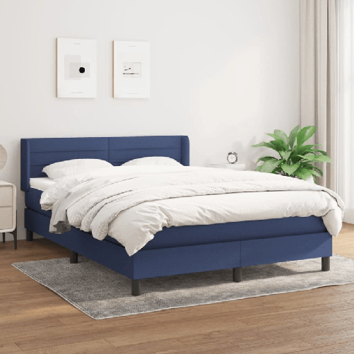 VidaXL Giroletto a Molle con Materasso Blu 140x200 cm in Tessuto