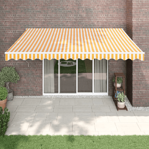 VidaXL Tenda Sole Retrattile Gialla e Bianca 4x3 m Tessuto e Alluminio