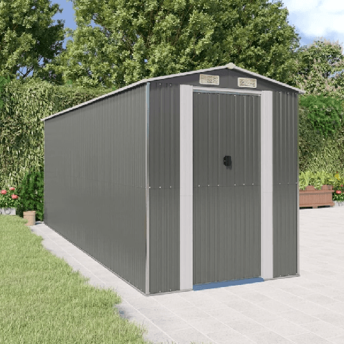 VidaXL Capanno da Giardino Grigio Chiaro 192x523x223cm Acciaio Zincato