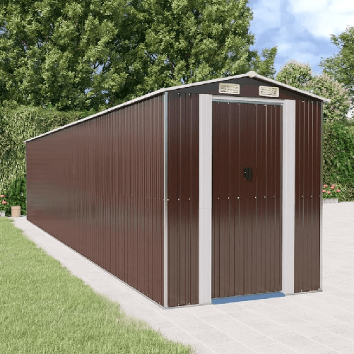 VidaXL Capanno da Giardino Marrone Scuro 192x938x223cm Acciaio Zincato