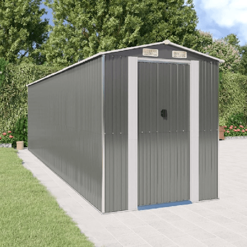 VidaXL Capanno da Giardino Grigio Chiaro 192x689x223cm Acciaio Zincato