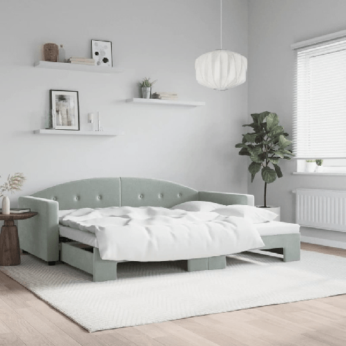 VidaXL Divano Letto con Letto Estraibile Grigio Chiaro 90x190 Velluto