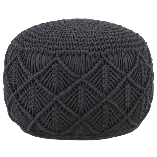 VidaXL Pouf Lavorato a Mano Macramé Antracite 45x30 cm in Cotone