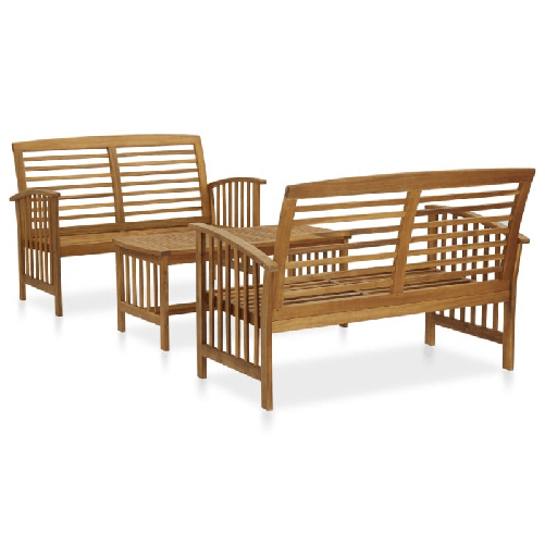 VidaXL Set Divani da Giardino 3 pz in Legno Massello di Acacia