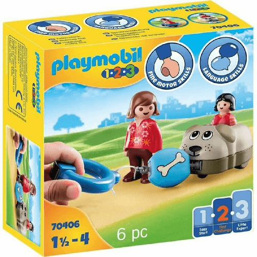 Playmobil Playset Playmobil 1.2.3 Cane Bambini 70406 (6 pcs)