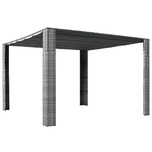 VidaXL Gazebo con Tetto in Polyrattan 300x300x200cm Grigio e Crema