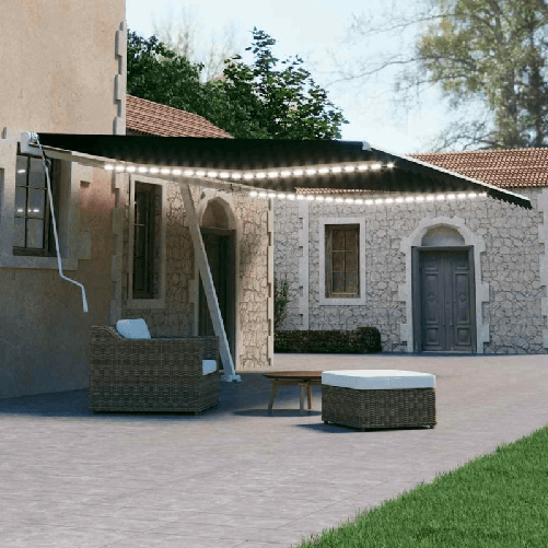 VidaXL Tenda da Sole Retrattile Manuale con LED 600x300 cm Antracite