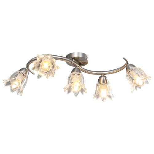 VidaXL Lampadario con Paralumi in Vetro per 5 Lampadine E14 Tulipano