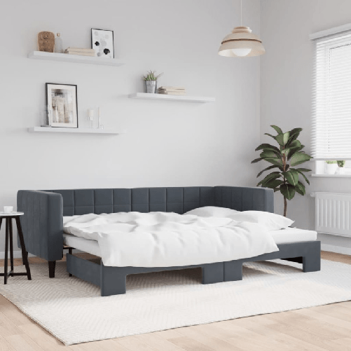 VidaXL Divano Letto con Letto Estraibile Grigio Scuro 80x200cm Velluto