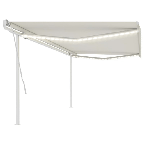 VidaXL Tenda da Sole Retrattile Manuale con LED 5x3 m Crema