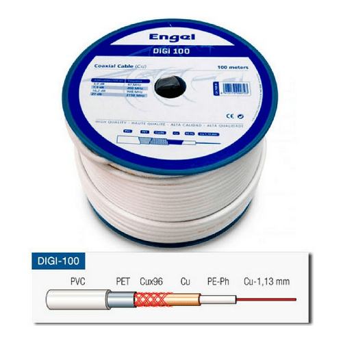 Engel Cavo Coassiale Antenna TV Engel Doppia 100 m Bianco