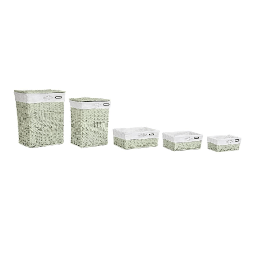 DKD Home Decor Cestino Multiuso DKD Home Decor Verde vimini 44 x 34 x 56 cm 5 Pezzi