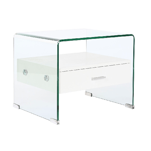 DKD Home Decor Comodino DKD Home Decor Bianco Trasparente Cristallo Legno MDF 50 x 40 x 45,5 cm
