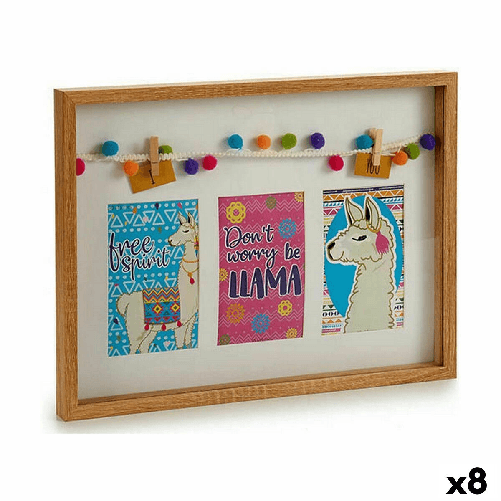 Gift Decor Portafoto da Parete Nappe Fiamma Multicolore Legno 30 x 3 x 41 cm (8 Unità)