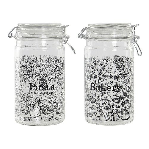 DKD Home Decor Barattolo DKD Home Decor Cristallo Nero Ferro (10 x 12,5 x 20 cm) (1 L) (2 Unità) 10 x 12