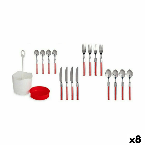 Set di Posate Kinvara HQ233H10 HQ233H10 Rosso Acciaio inossidabile Plastica (8 Unità)