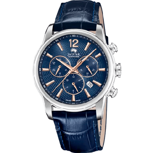 JAGUAR OROLOGIO CRONOGRAFO UOMO JAGUAR J968 2 PELLE BLU 42 ORIGINALE AI 2024 Taglia Unica,Colore Blu