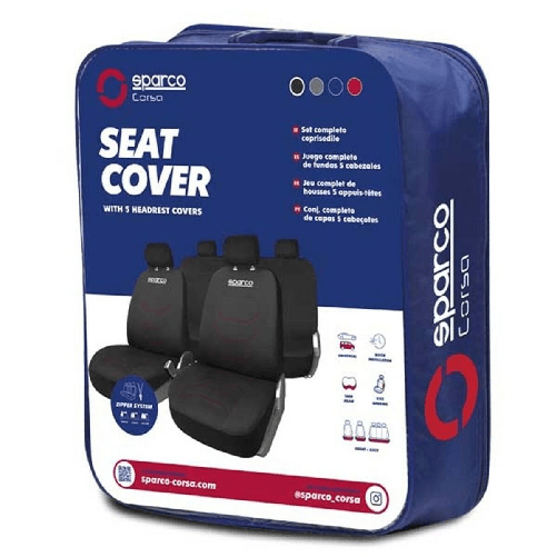 Sparco Set di Coprisedili Sparco Corsa Nero/Rosso