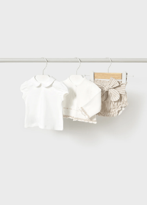MAYORAL COMPLETO GIACCA BLUSA MUTANDINA NEONATO MAYORAL 1254 01254 82 ORIGINALE PE 2025 Taglia 0 / 1 mesi,Colore Beige