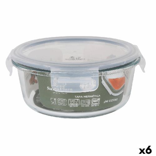 Santa Clara Porta pranzo Ermetico Santa Clara Trasparente 17 cm 0,9 l (6 Unità) Santa Clara Porta pranzo Ermetico Santa Clara Trasparente Ø 17 cm 0,9