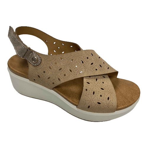 IMAC SCARPE SANDALO SANDALI ZEPPA DONNA IMAC 186683 158090 PELLE BEIGE ORIGINALE PE Taglia 39,Colore Beige