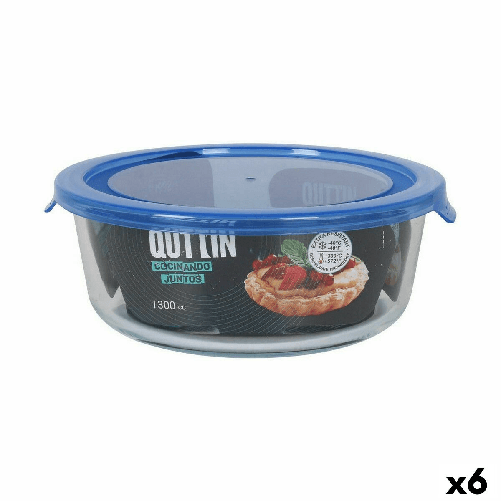 Quttin Porta pranzo Ermetico Quttin Azzurro Trasparente 1,3 L (6 Unità)