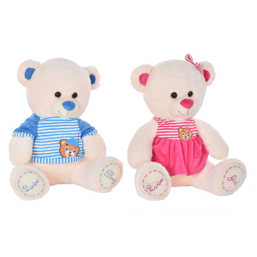 DKD Home Decor Orsetto di Peluche DKD Home Decor Beige Azzurro Rosa Per bambini Orso 25 x 25 x 50 cm (2 Unità)